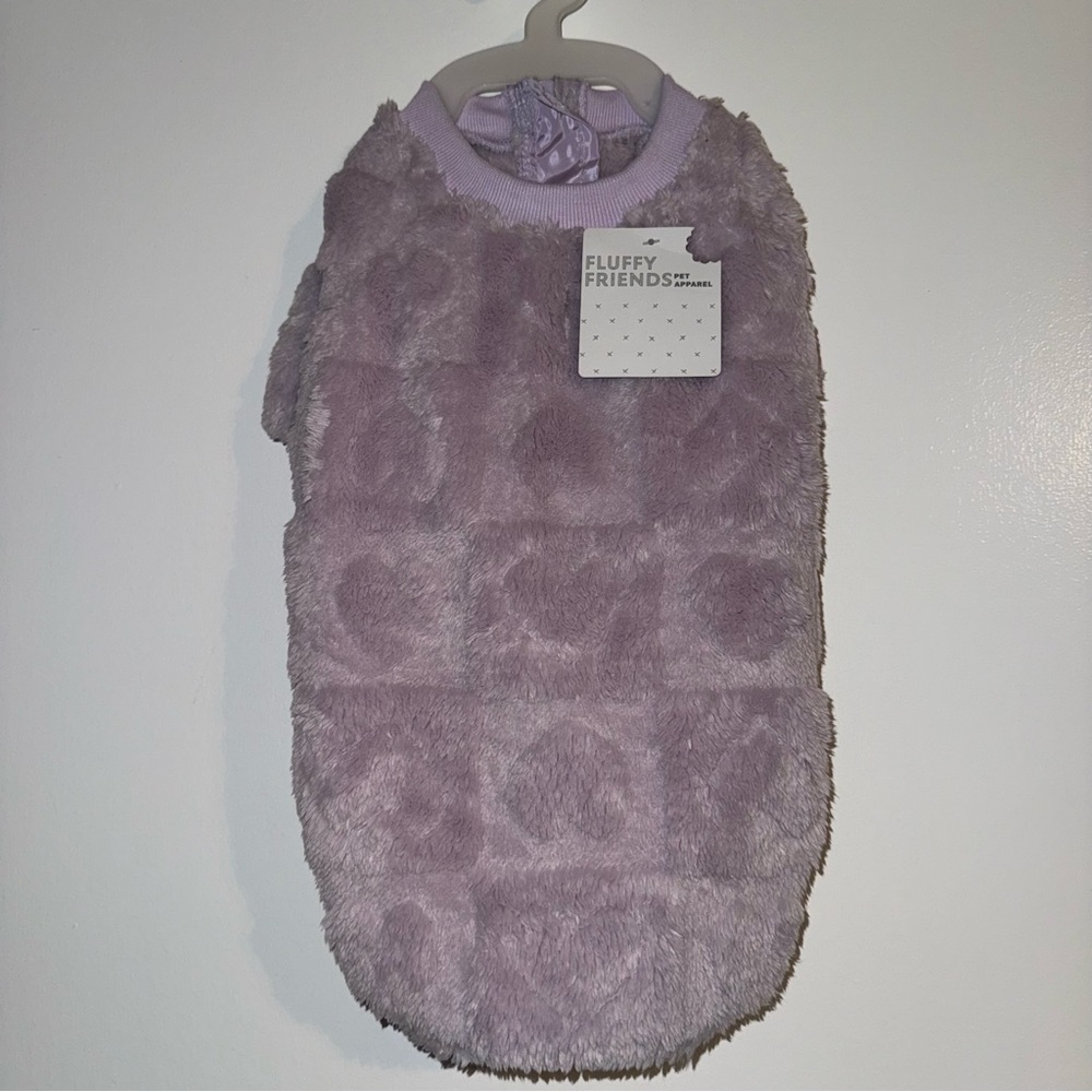 🆕 Fluffy Friends Valentine’s Day Heart Print Fleece Pet Jacket Size Medium